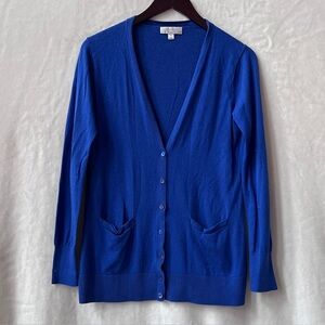 Size Medium Nordstrom Collection Silk Cashmere Blue Cardigan V-Neck Sweater
